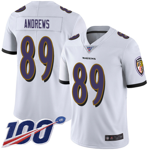 Baltimore Ravens Limited White Men Mark Andrews Road Jersey NFL Football #89 100th Season Vapor Untouchable->women nfl jersey->Women Jersey